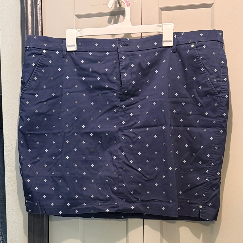 Navy Blue Patterned Women's Skort
